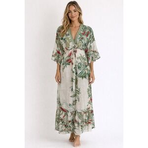 Anthropologie Conditions Apply Dress OS One Size Tropical Boho Midi Cotton Festi